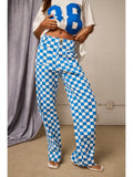 Checkerboard Wide Leg Denim