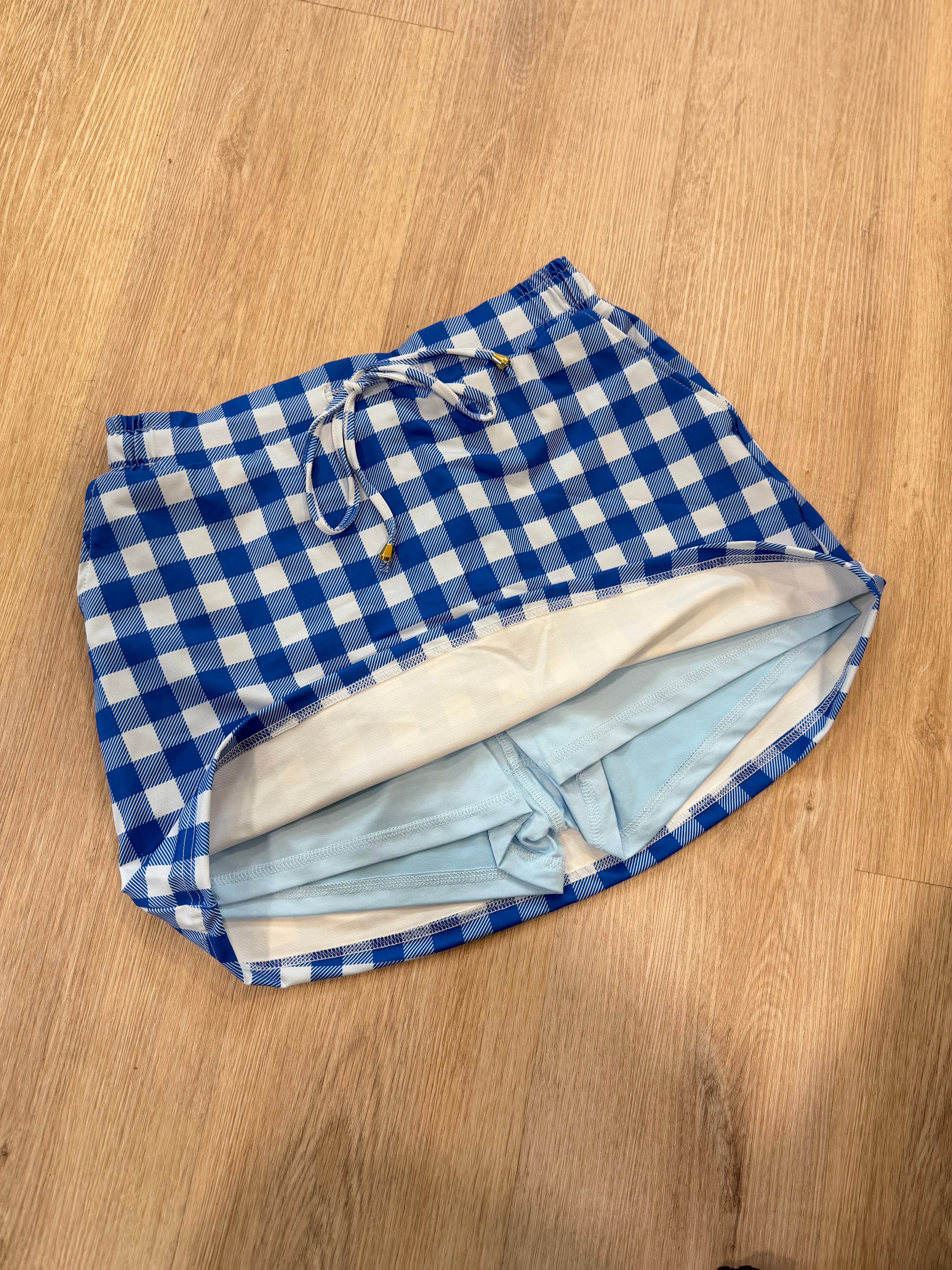 Blue Gingham Skort